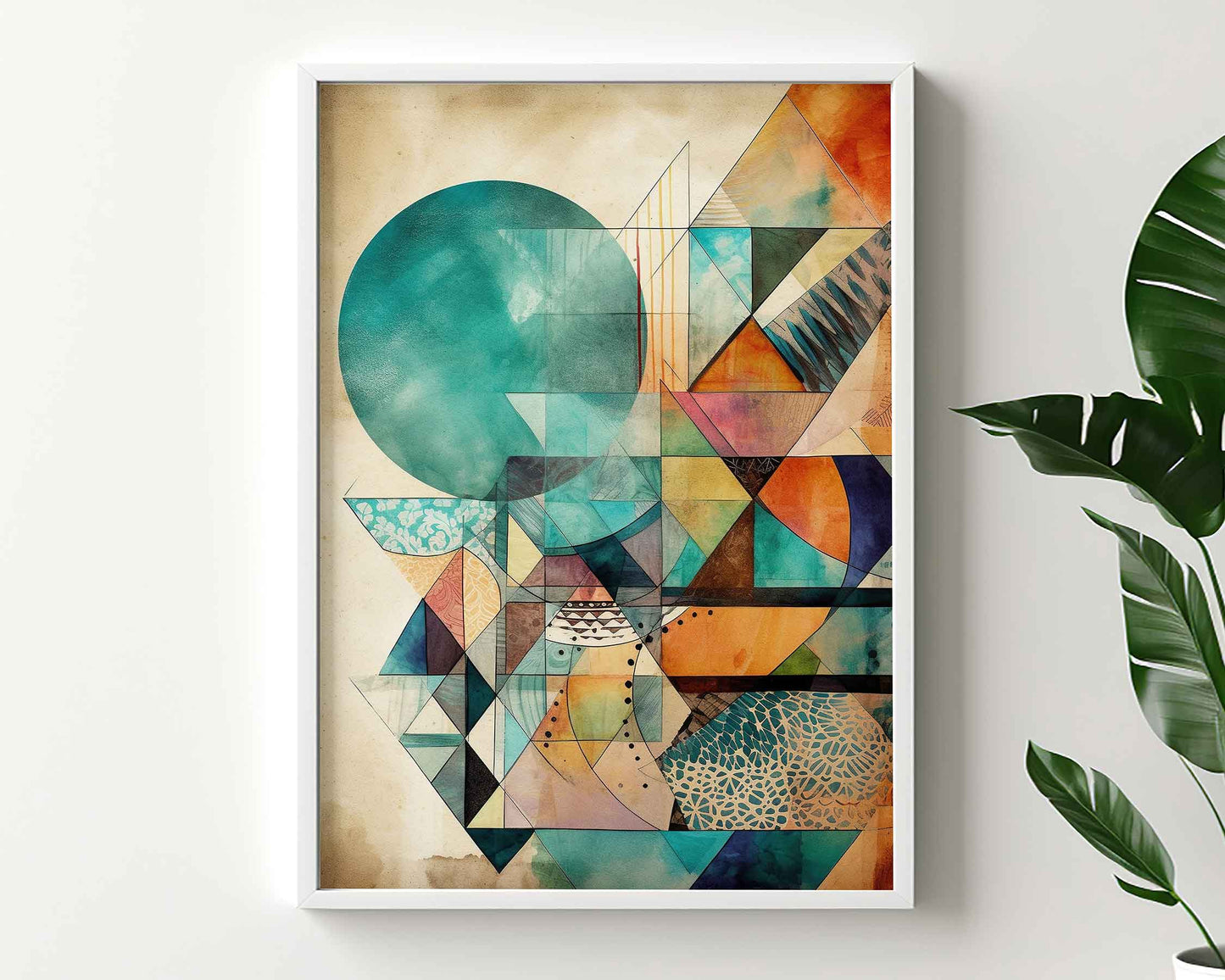 Framed Image of Boho Aztec Abstract Geometric Tribal Style Wall Art Poster Prints