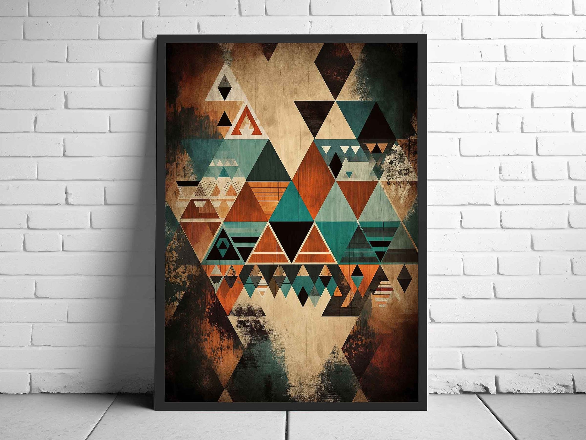 Framed Image of Boho Abstract Aztec Geometric Tribal Style Wall Art Poster Prints