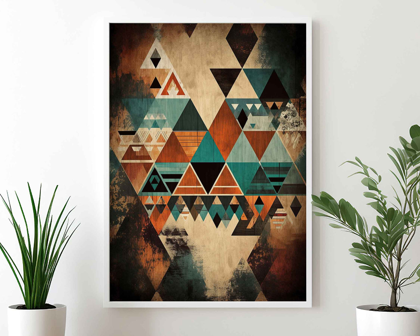 Framed Image of Boho Abstract Aztec Geometric Tribal Style Wall Art Poster Prints