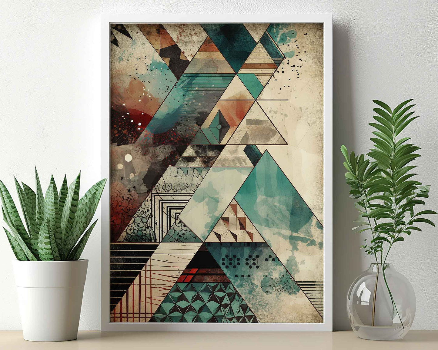 Framed Image of Boho Abstract Aztec Tribal Geometric Style Wall Art Poster Prints