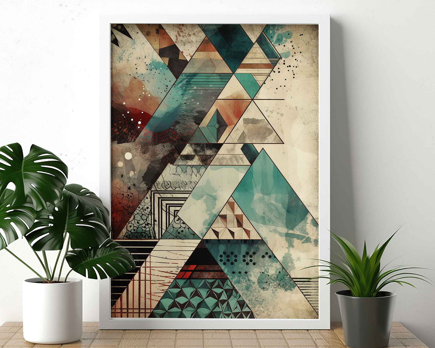 Framed Image of Boho Abstract Aztec Tribal Geometric Style Wall Art Poster Prints