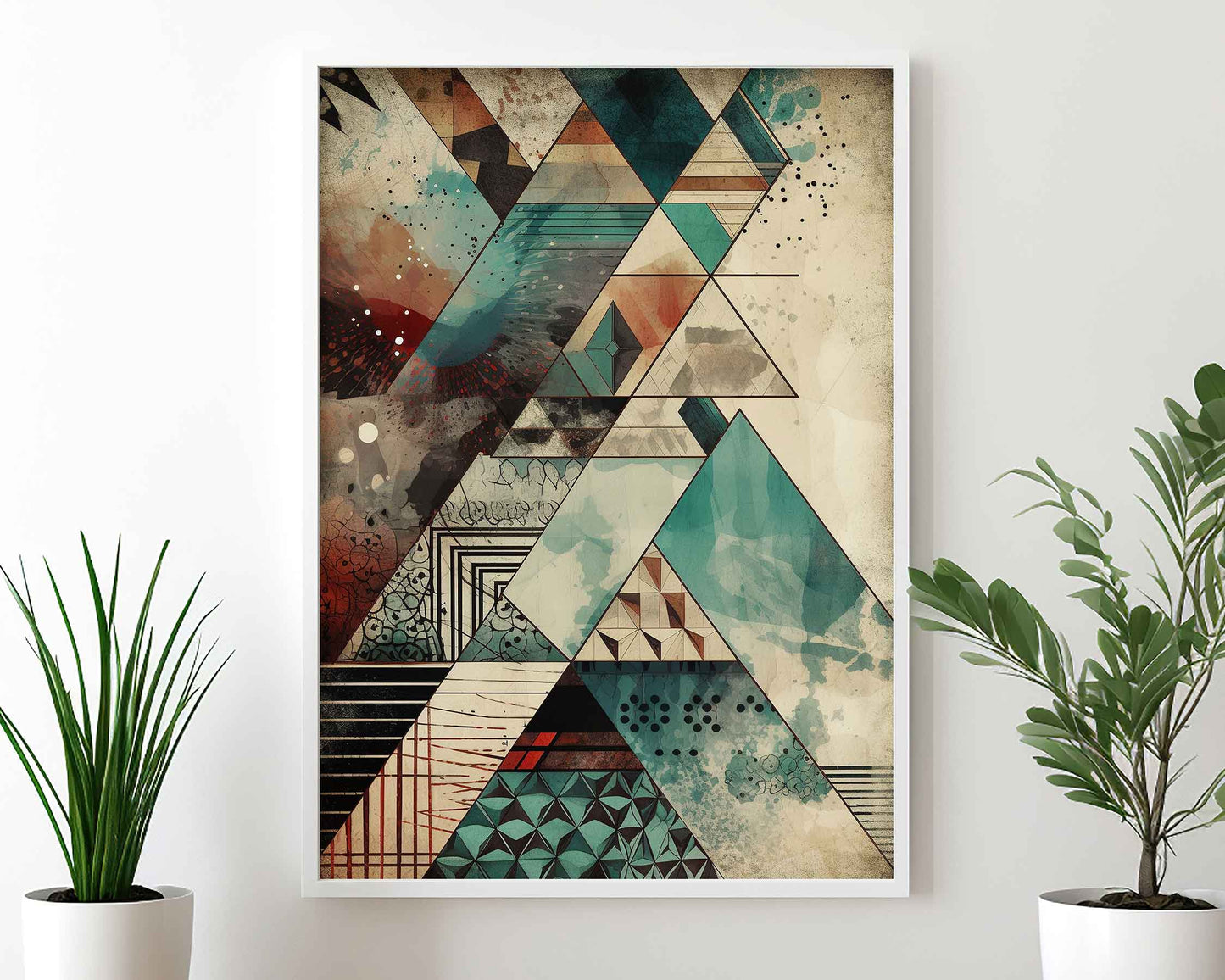 Framed Image of Boho Abstract Aztec Tribal Geometric Style Wall Art Poster Prints