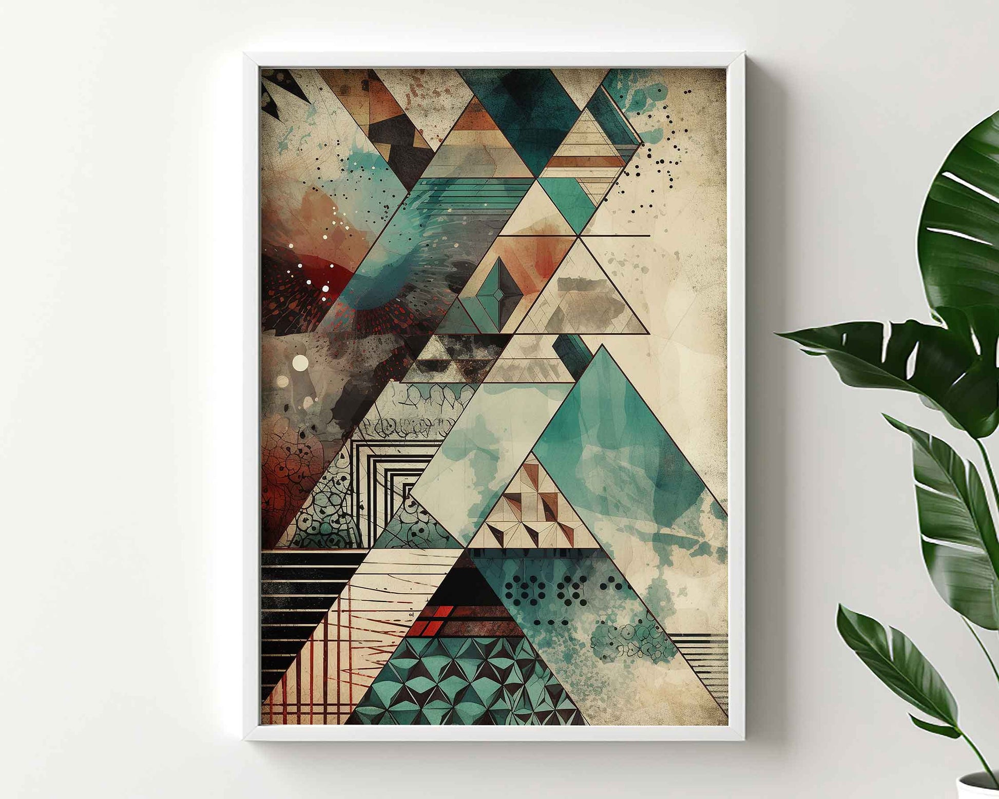 Framed Image of Boho Abstract Aztec Tribal Geometric Style Wall Art Poster Prints