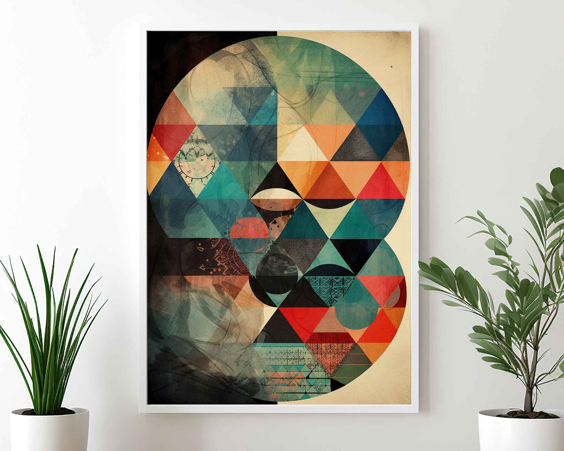 Framed Image of Boho Abstract Tribal Aztec Geometric Style Wall Art Poster Prints