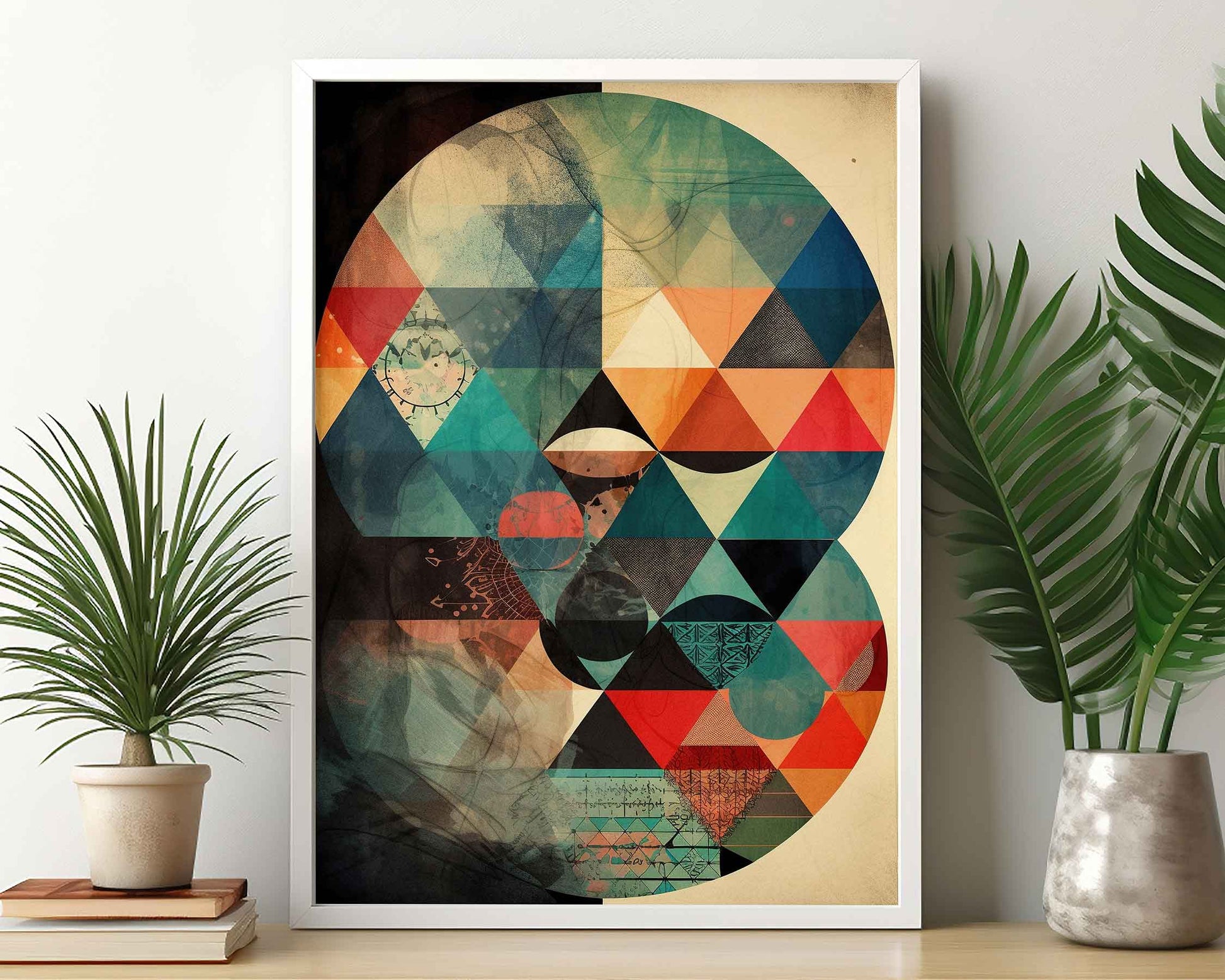 Framed Image of Boho Abstract Tribal Aztec Geometric Style Wall Art Poster Prints