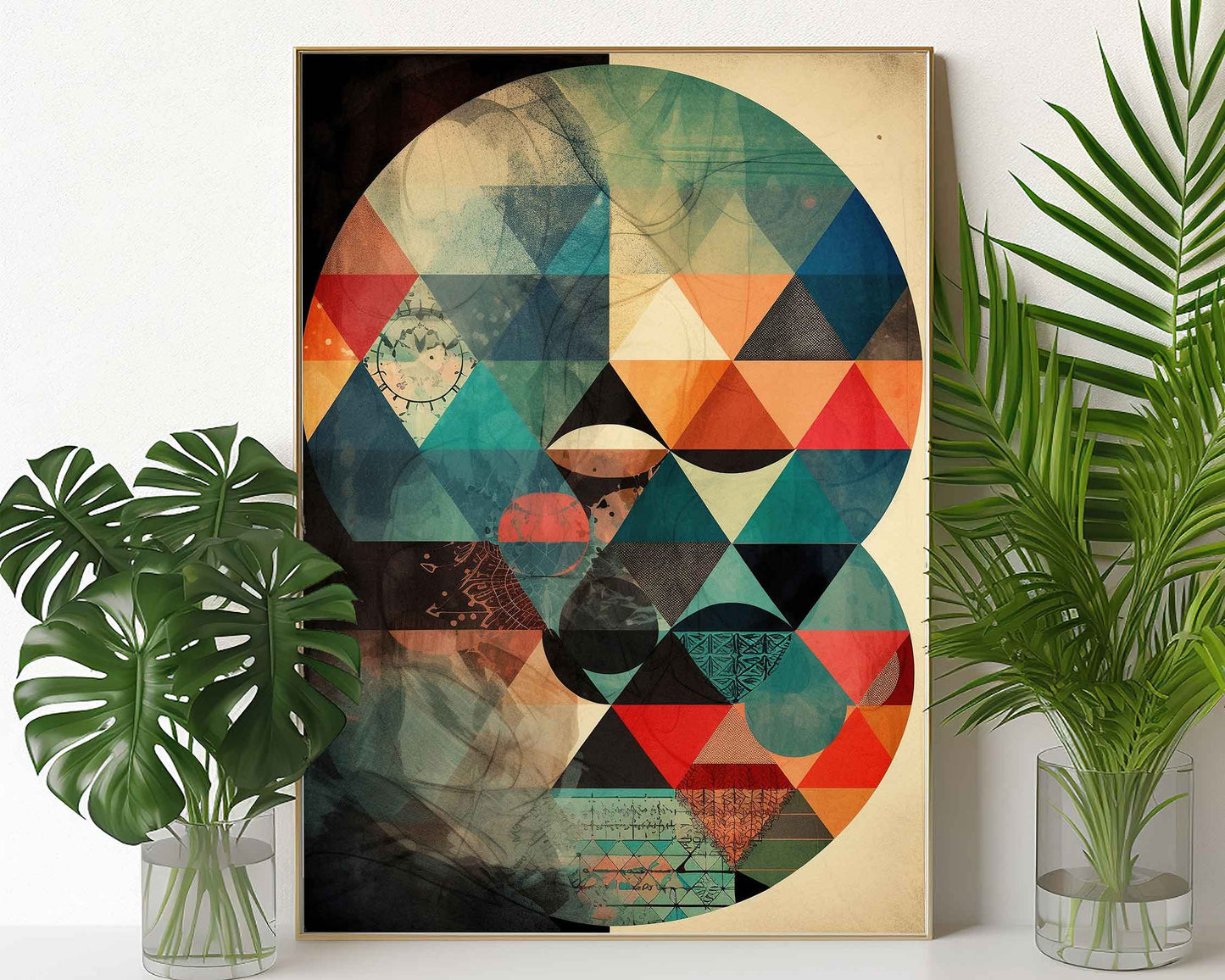 Framed Image of Boho Abstract Tribal Aztec Geometric Style Wall Art Poster Prints