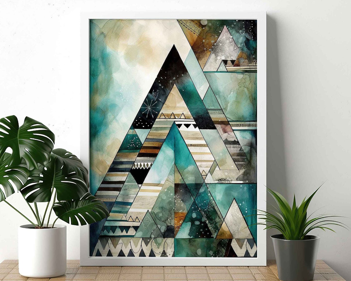 Framed Image of Boho Tribal Abstract Aztec Geometric Style Wall Art Poster Prints