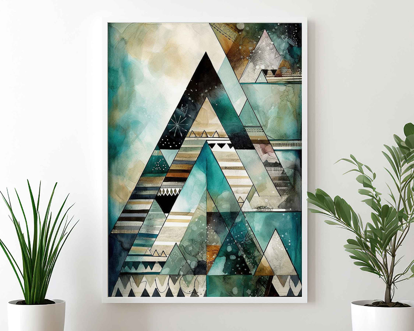 Framed Image of Boho Tribal Abstract Aztec Geometric Style Wall Art Poster Prints