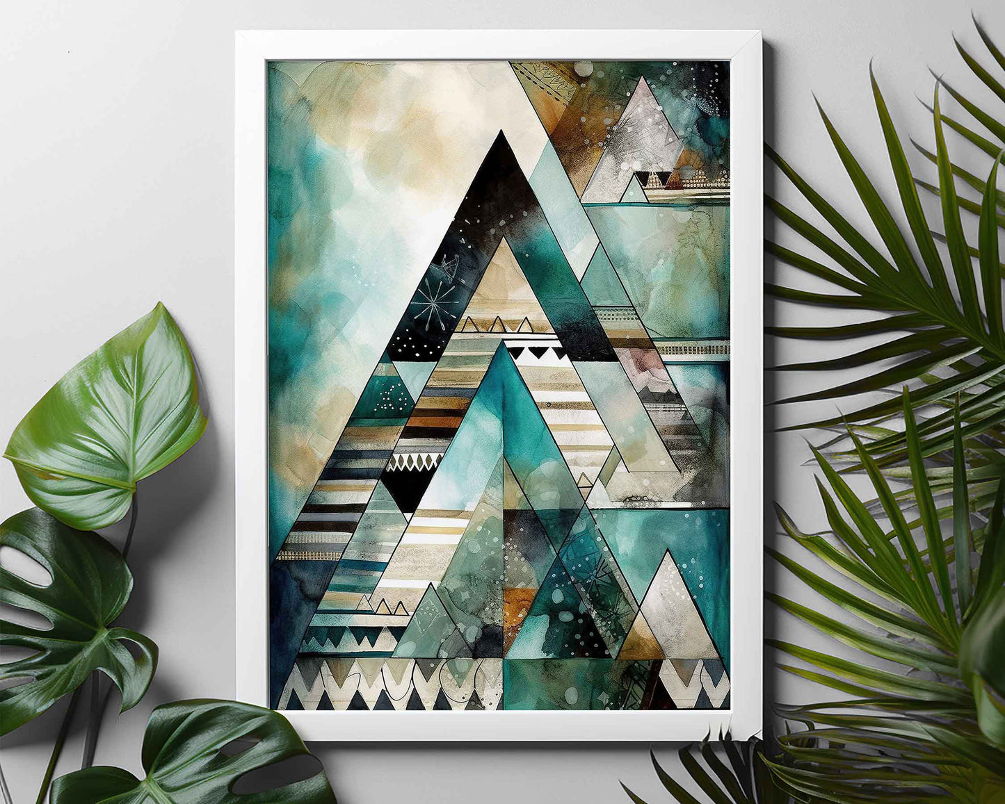 Framed Image of Boho Tribal Abstract Aztec Geometric Style Wall Art Poster Prints