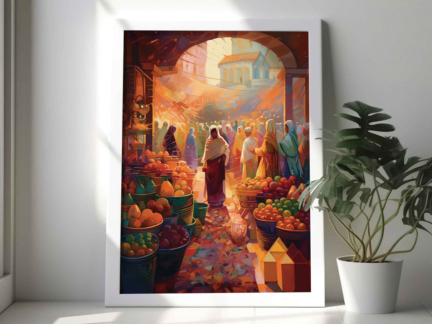 Framed Image of Moroccan Street Markets Abstract Colourful African Wall Art Prints