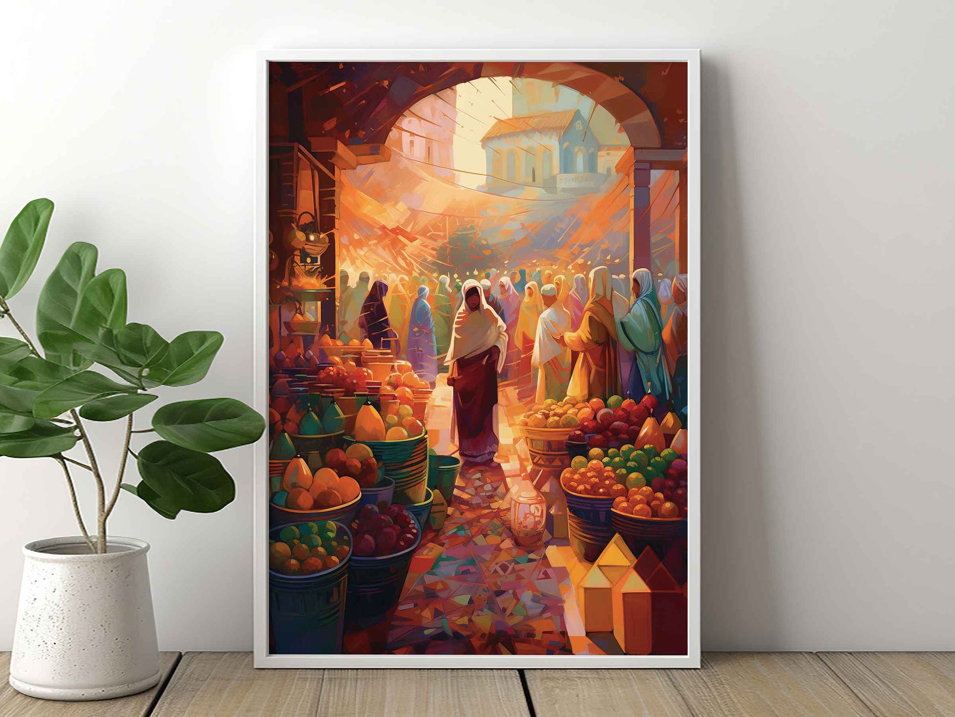 Framed Image of Moroccan Street Markets Abstract Colourful African Wall Art Prints