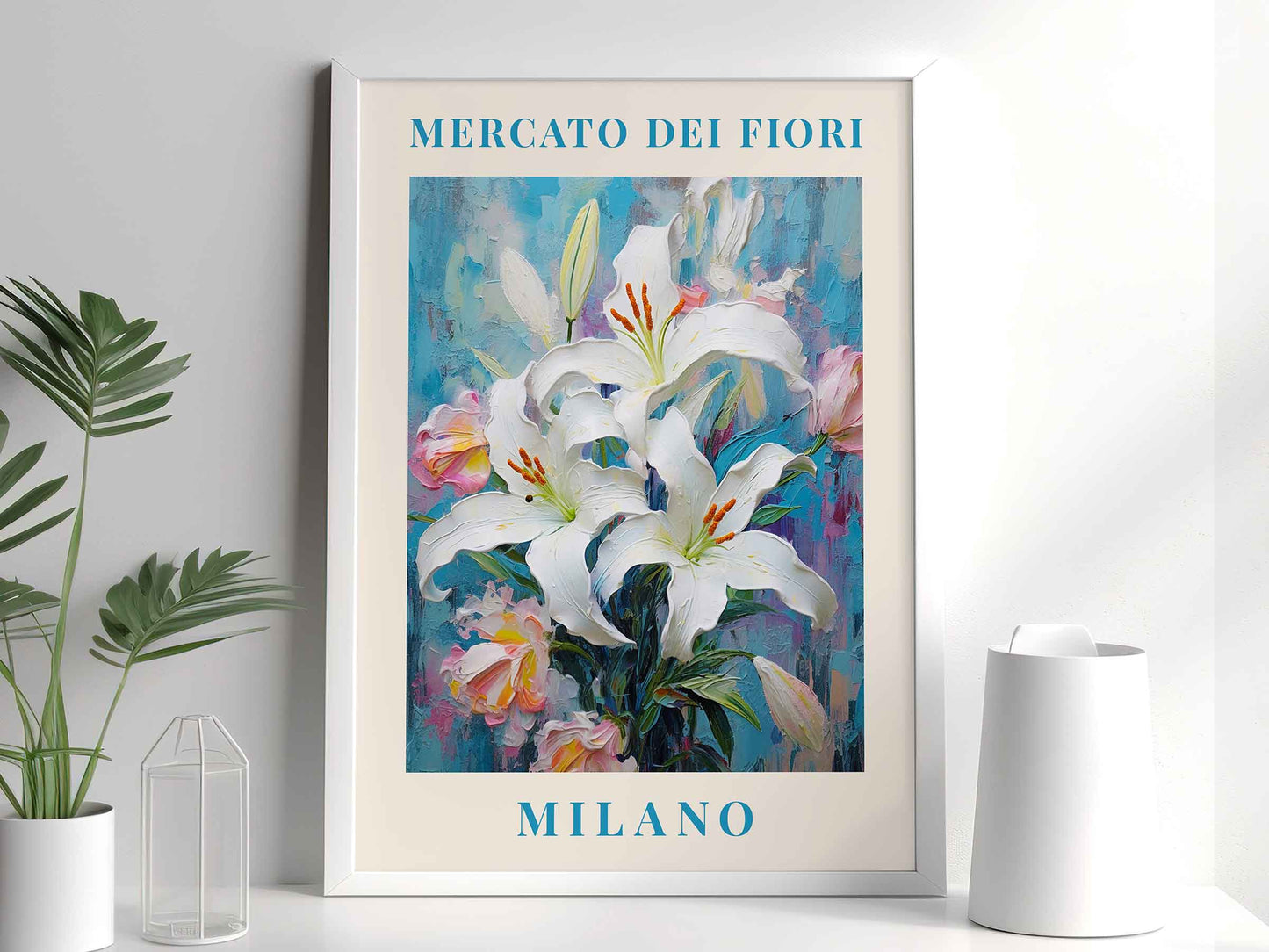 Framed Image of Milan Flower Market Prints Botanical Boho Vintage Painting Wall Art Posters