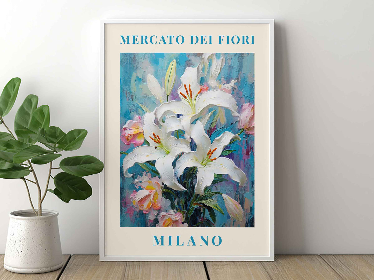 Framed Image of Milan Flower Market Prints Botanical Boho Vintage Painting Wall Art Posters