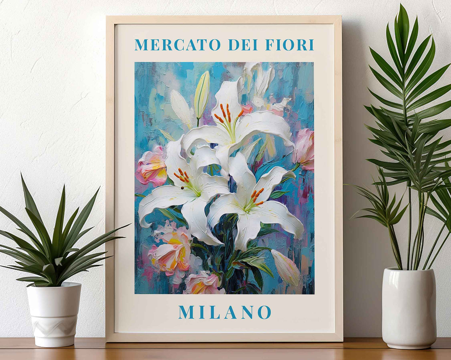 Framed Image of Milan Flower Market Prints Botanical Boho Vintage Painting Wall Art Posters