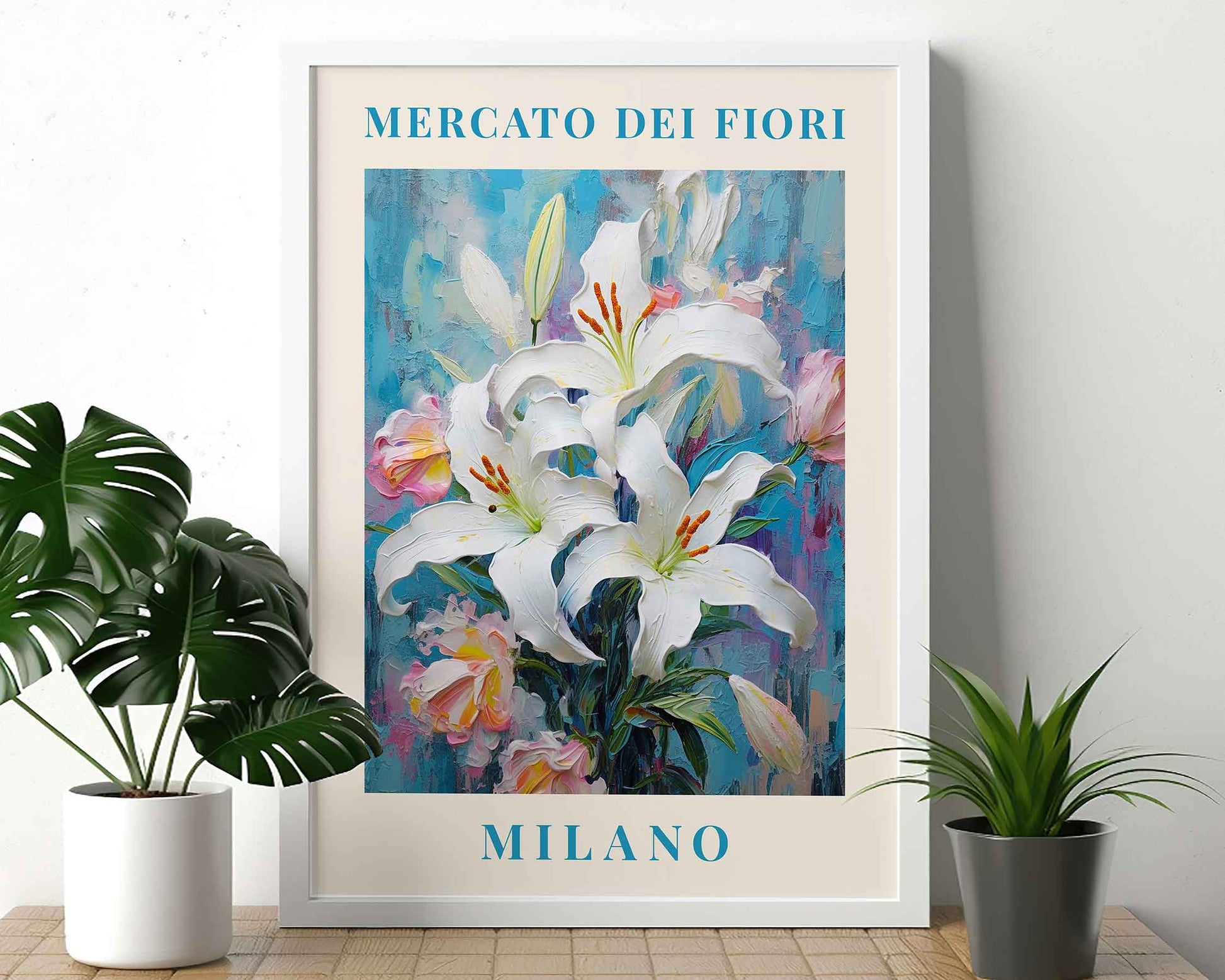 Framed Image of Milan Flower Market Prints Botanical Boho Vintage Painting Wall Art Posters