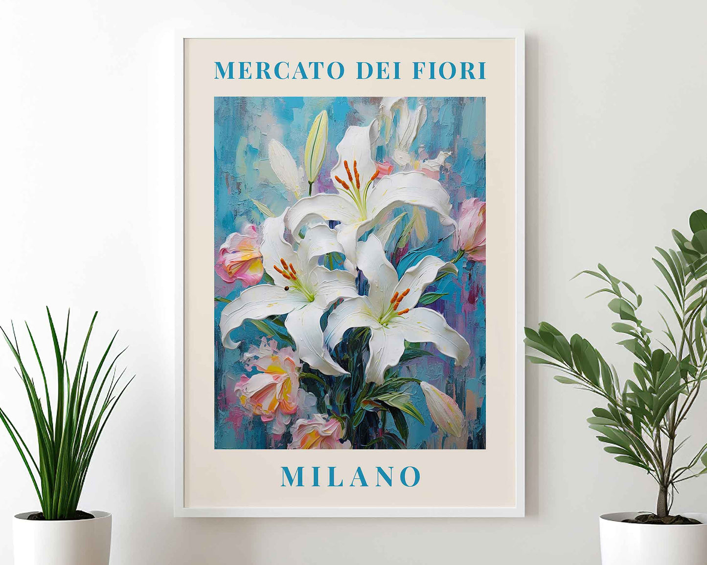 Framed Image of Milan Flower Market Prints Botanical Boho Vintage Painting Wall Art Posters