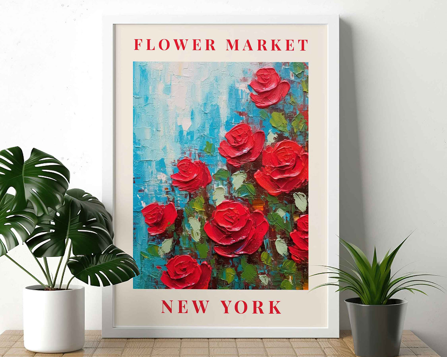 Framed Image of New York Flower Market Prints Botanical Boho Vintage Painting Wall Art Posters