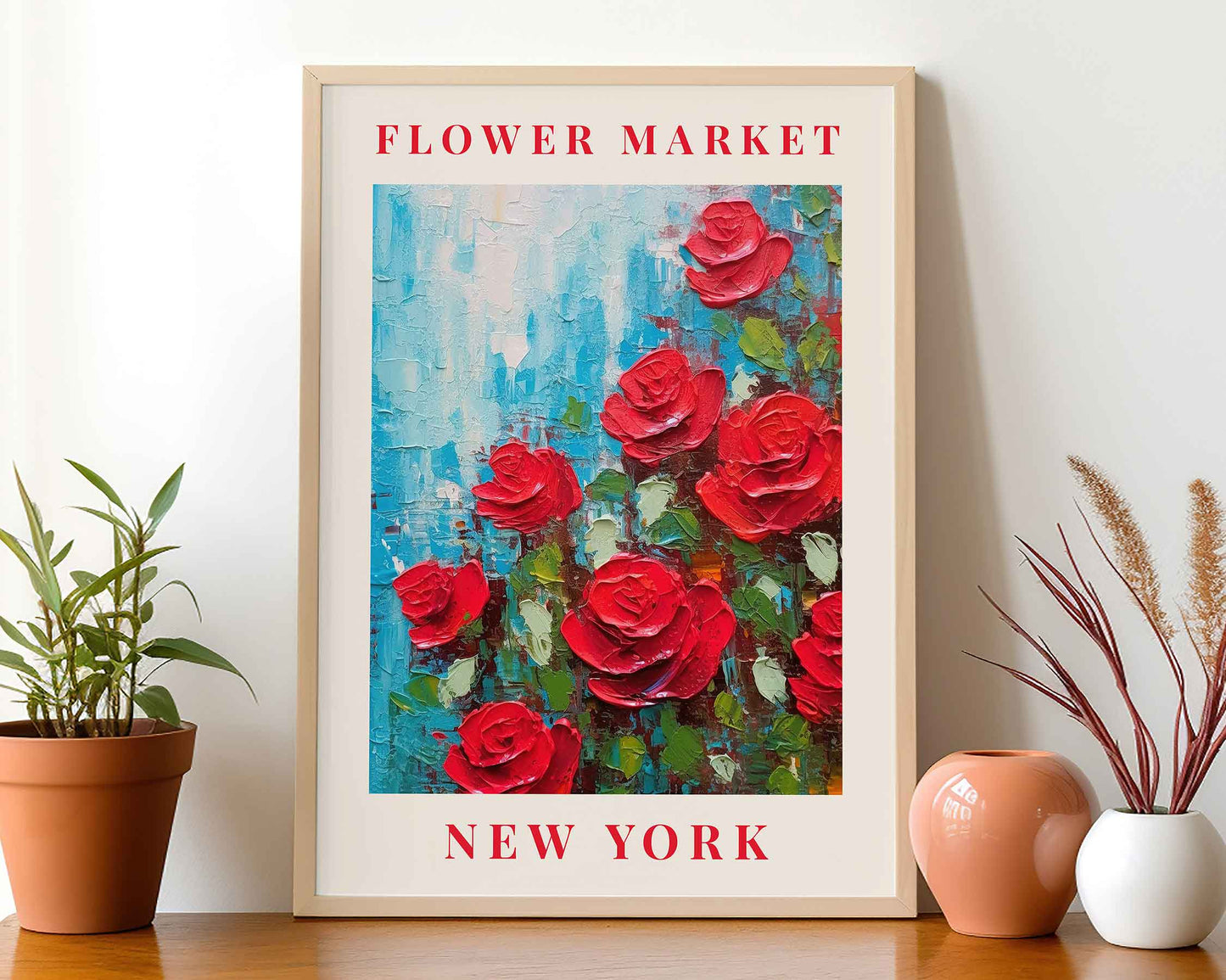 Framed Image of New York Flower Market Prints Botanical Boho Vintage Painting Wall Art Posters