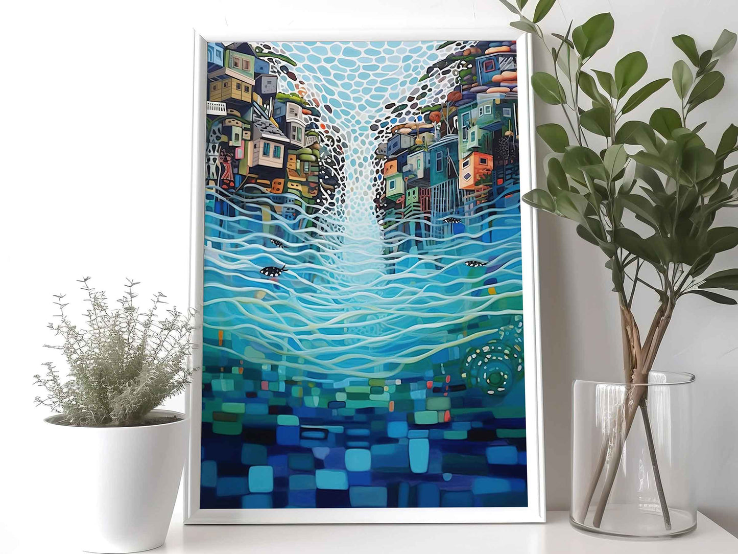 Framed Image of Abstract Swimming Pool and Water Reflections Wall Art Prints