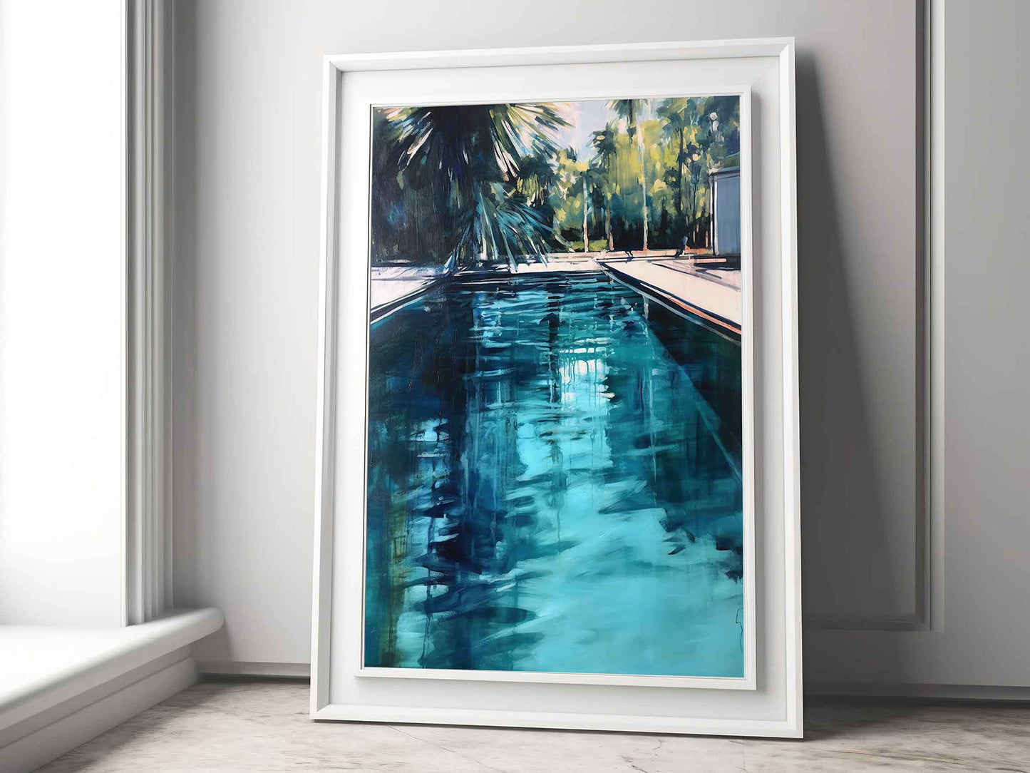 Framed Image of Abstract Water Reflections and Swimming Pool Wall Art Prints