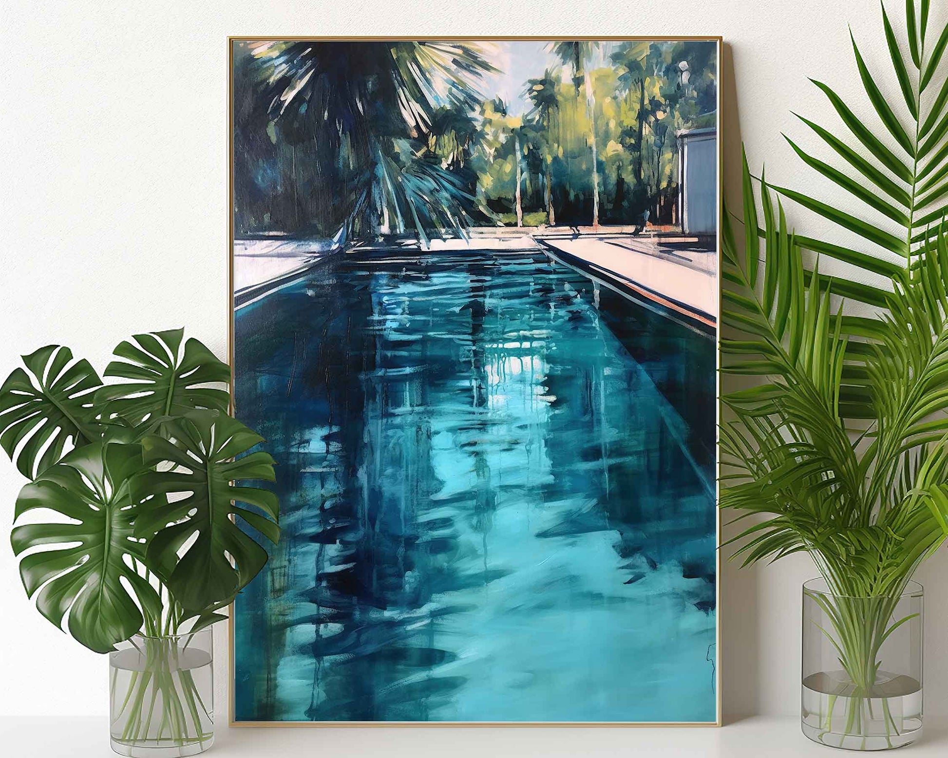 Framed Image of Abstract Water Reflections and Swimming Pool Wall Art Prints