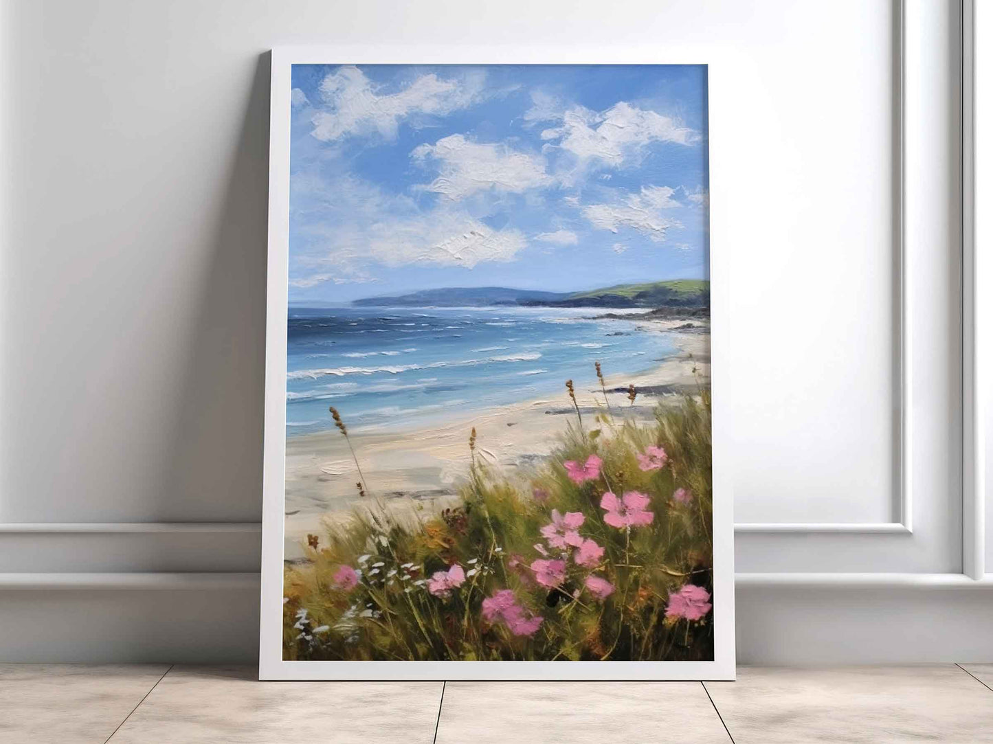 Framed Image of Boho Beach and Coastal Ocean Surf Abstract Nature Wall Art Prints