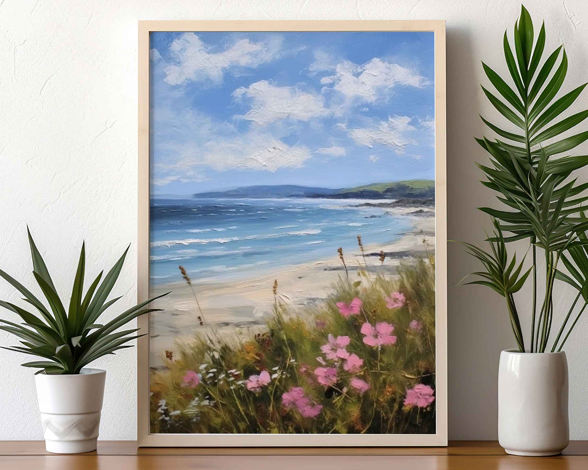 Framed Image of Boho Beach and Coastal Ocean Surf Abstract Nature Wall Art Prints