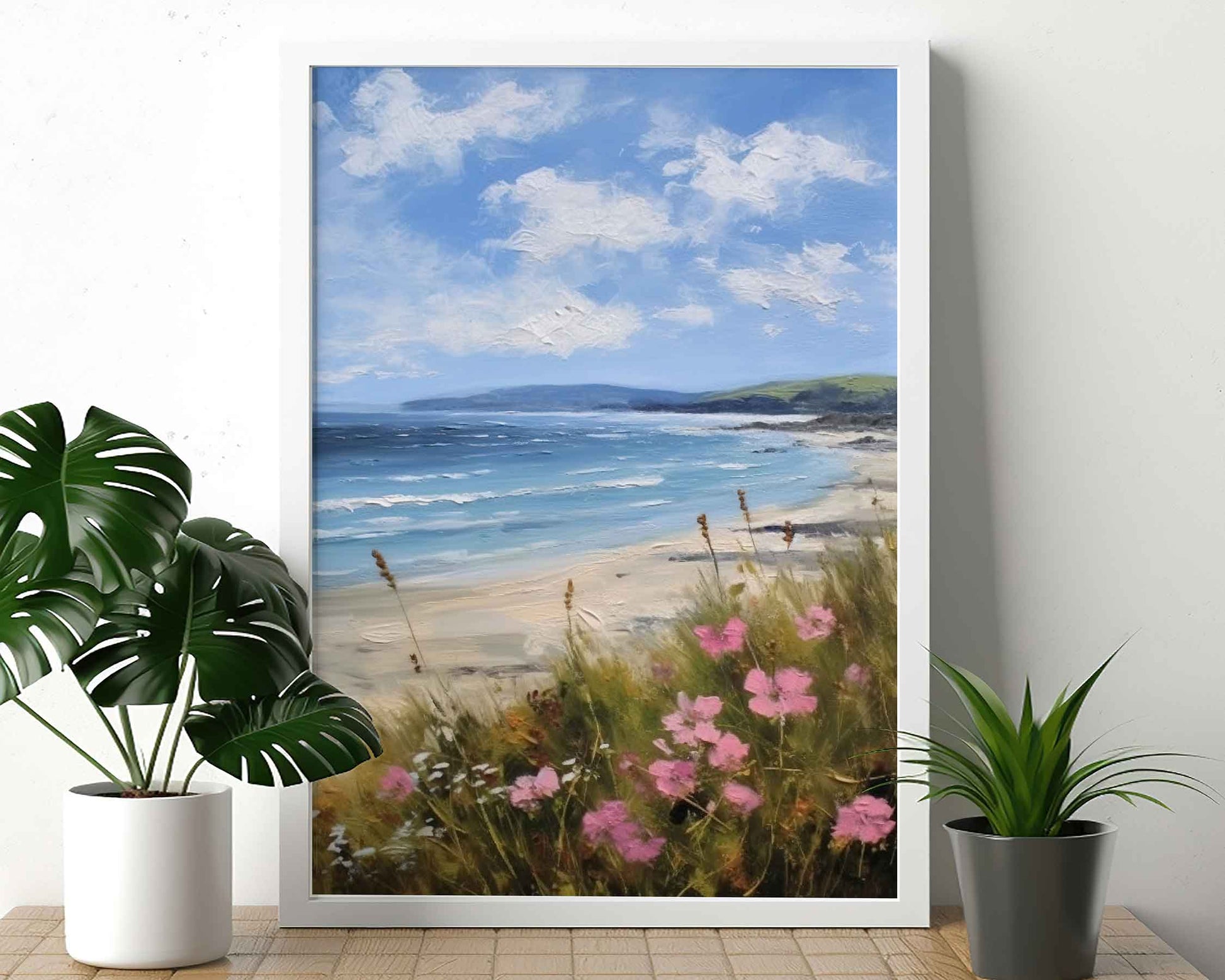 Framed Image of Boho Beach and Coastal Ocean Surf Abstract Nature Wall Art Prints