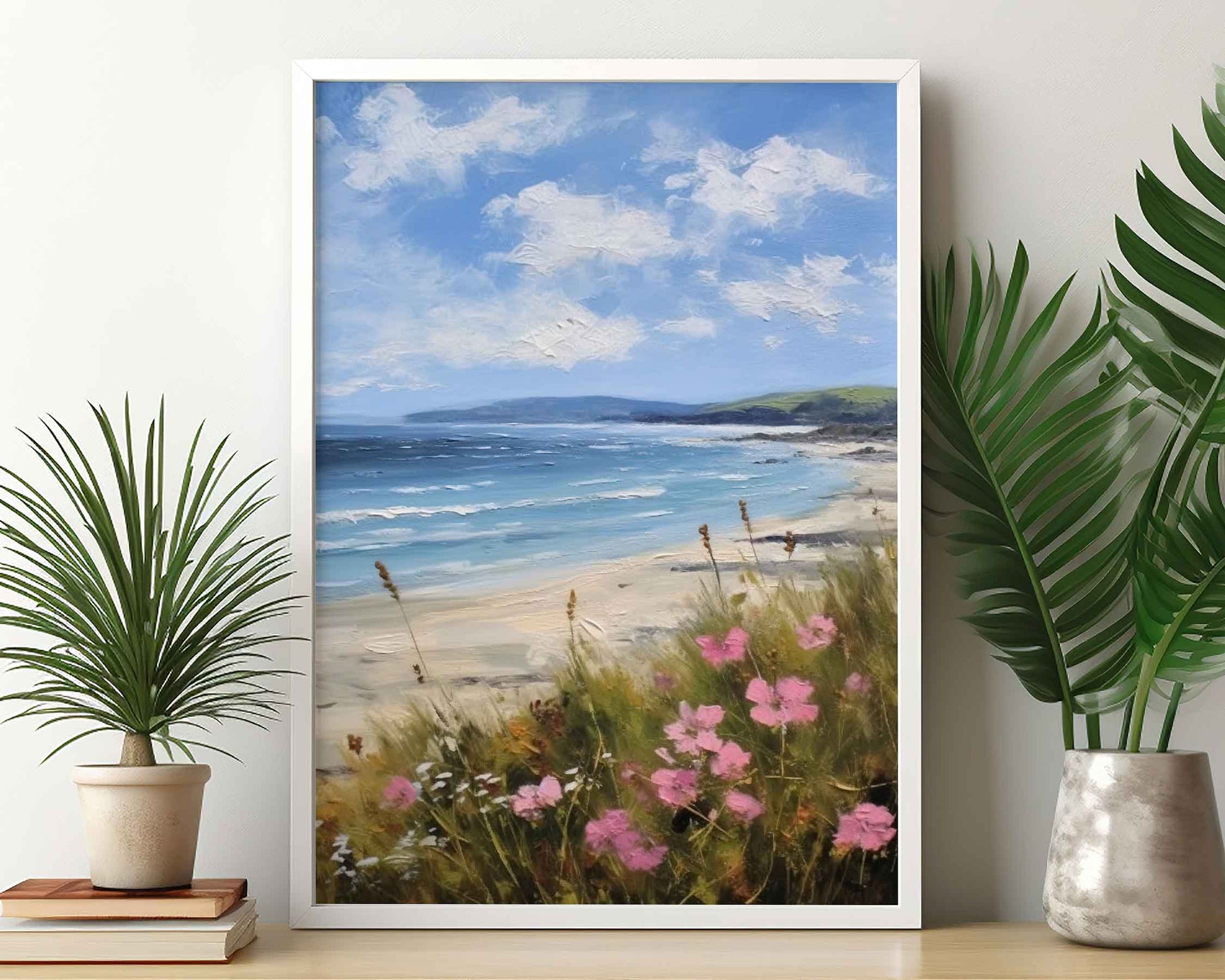 Framed Image of Boho Beach and Coastal Ocean Surf Abstract Nature Wall Art Prints