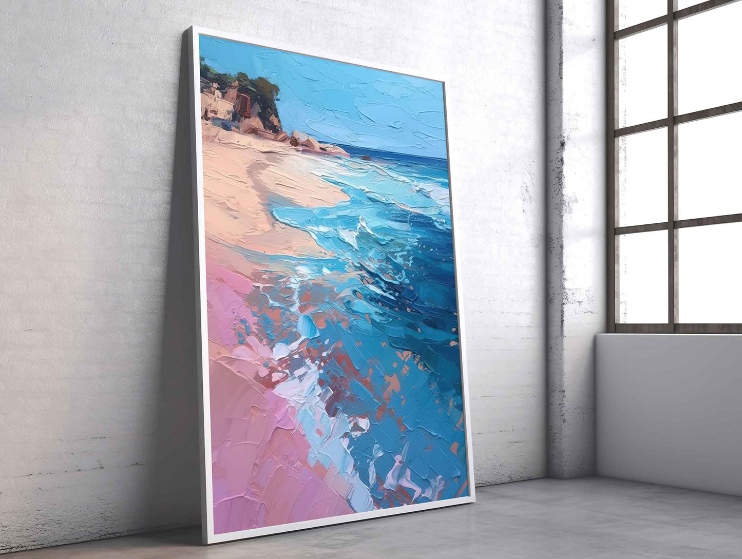 Framed Image of Boho Beach and Coastal Ocean Surf Nature Abstract Wall Art Prints