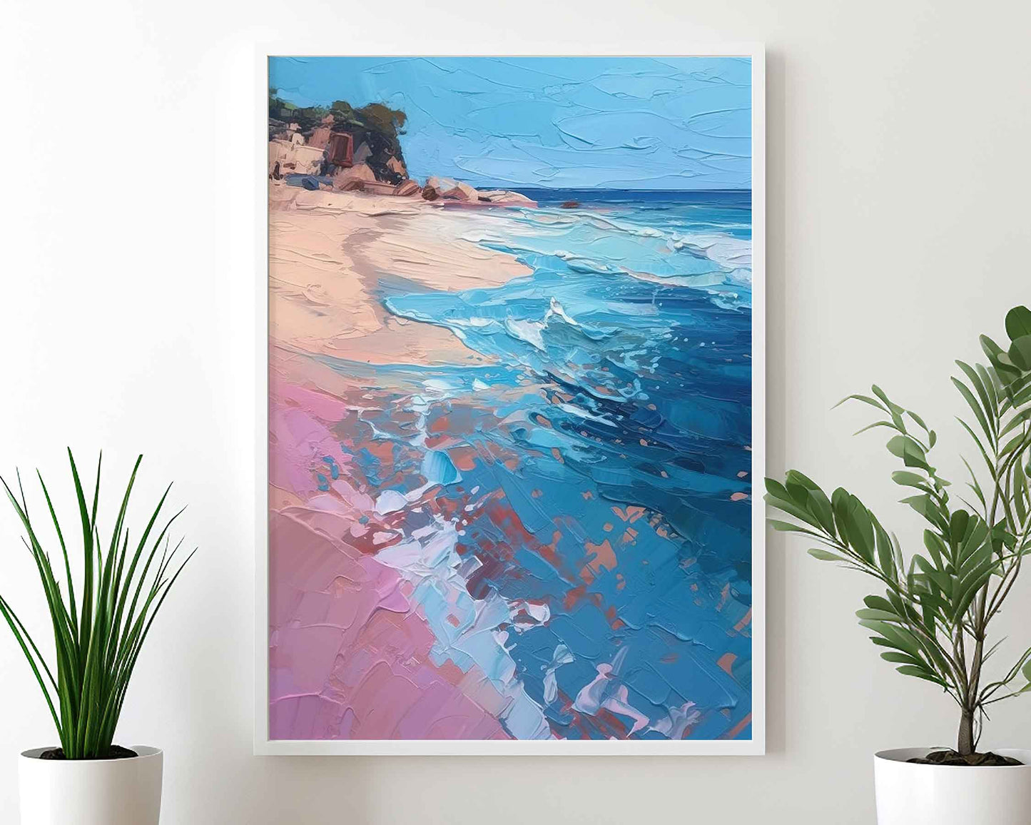 Framed Image of Boho Beach and Coastal Ocean Surf Nature Abstract Wall Art Prints