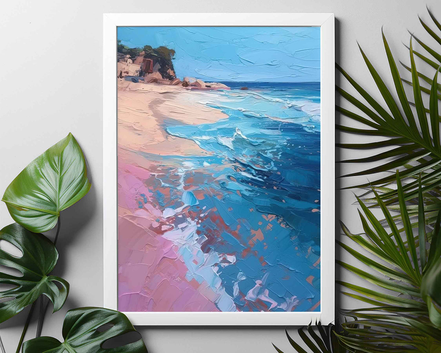 Framed Image of Boho Beach and Coastal Ocean Surf Nature Abstract Wall Art Prints