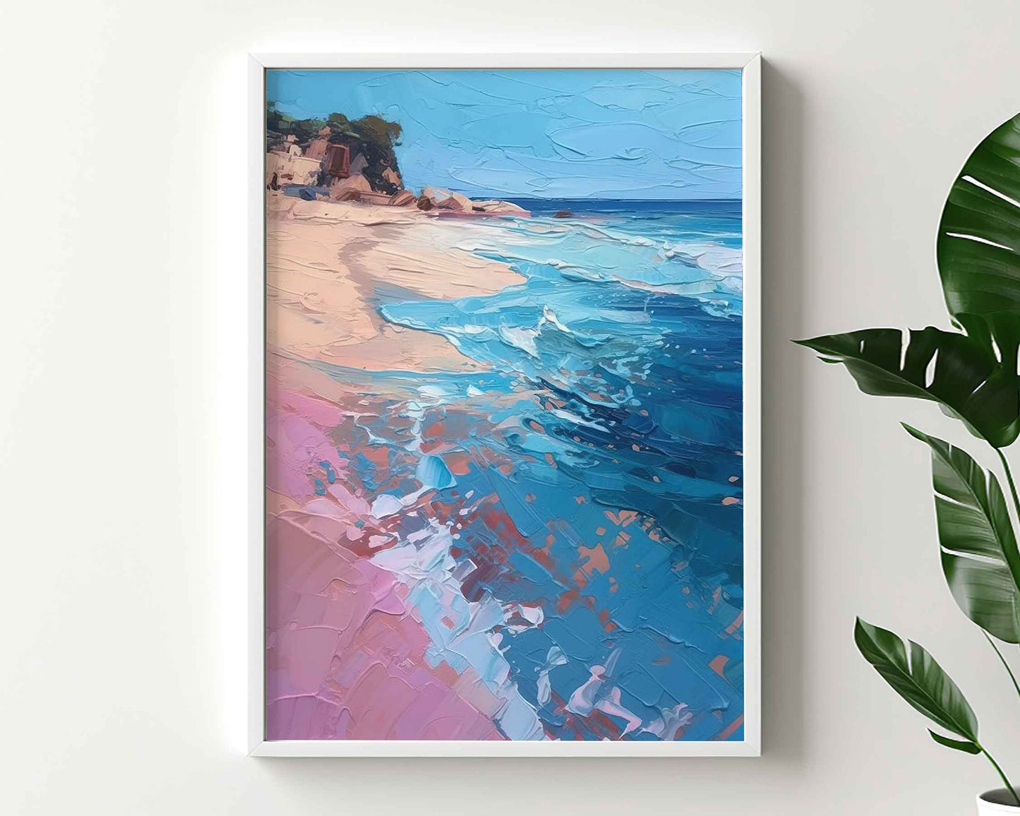 Framed Image of Boho Beach and Coastal Ocean Surf Nature Abstract Wall Art Prints