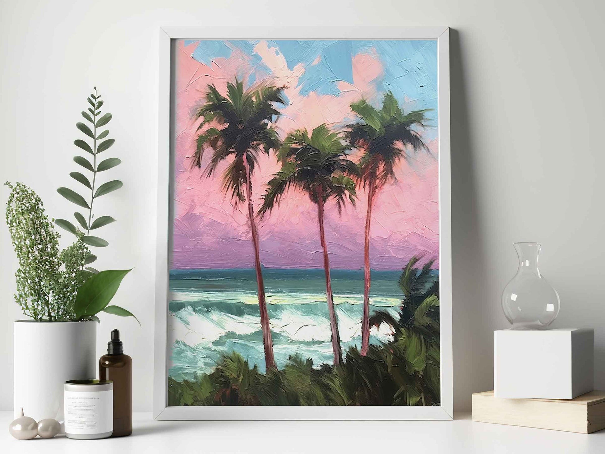 Framed Image of Boho Beach and Nature Coastal Ocean Surf Abstract Wall Art Prints