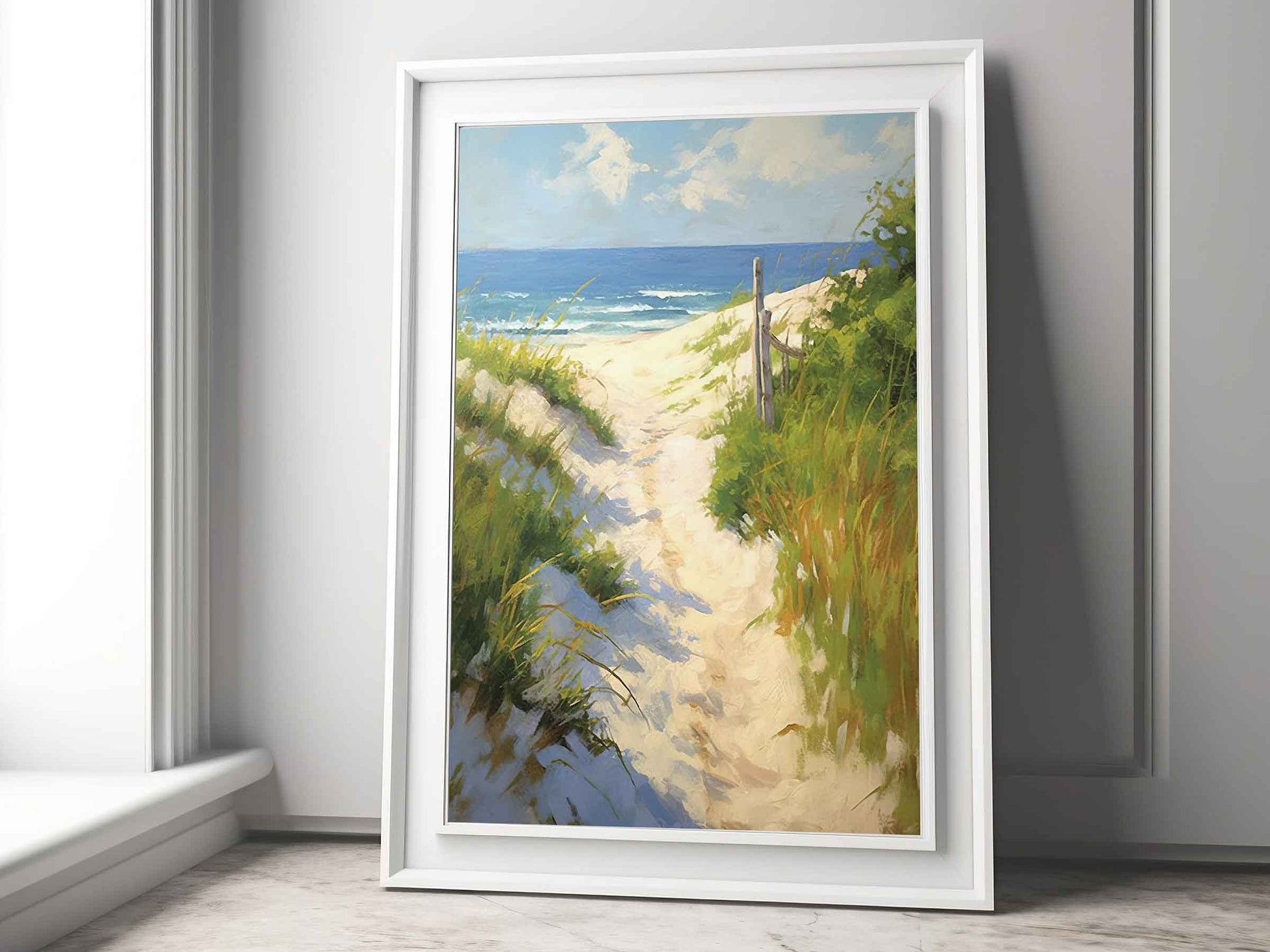 Framed Image of Boho Beach and Nature Surf Coastal Ocean Abstract Wall Art Prints