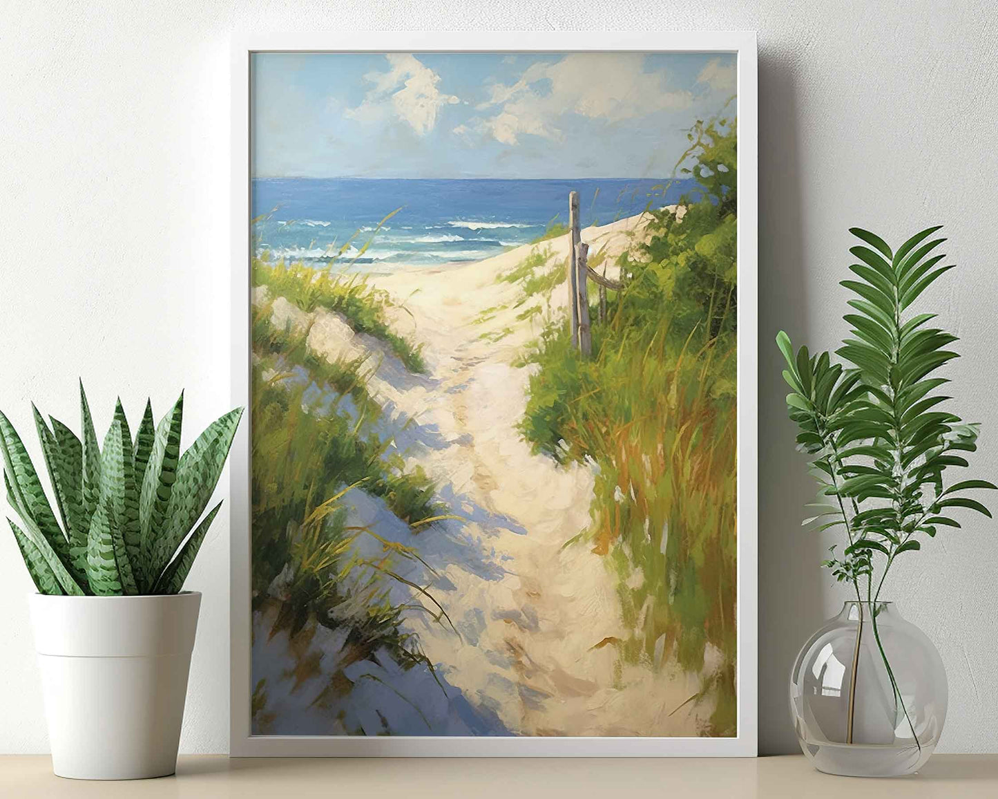 Framed Image of Boho Beach and Nature Surf Coastal Ocean Abstract Wall Art Prints