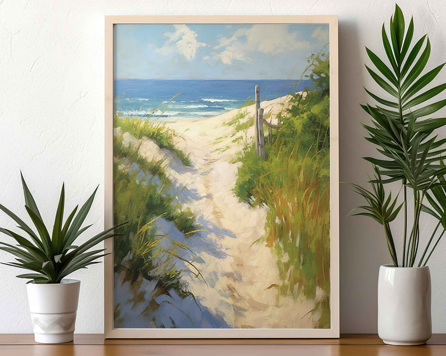 Framed Image of Boho Beach and Nature Surf Coastal Ocean Abstract Wall Art Prints