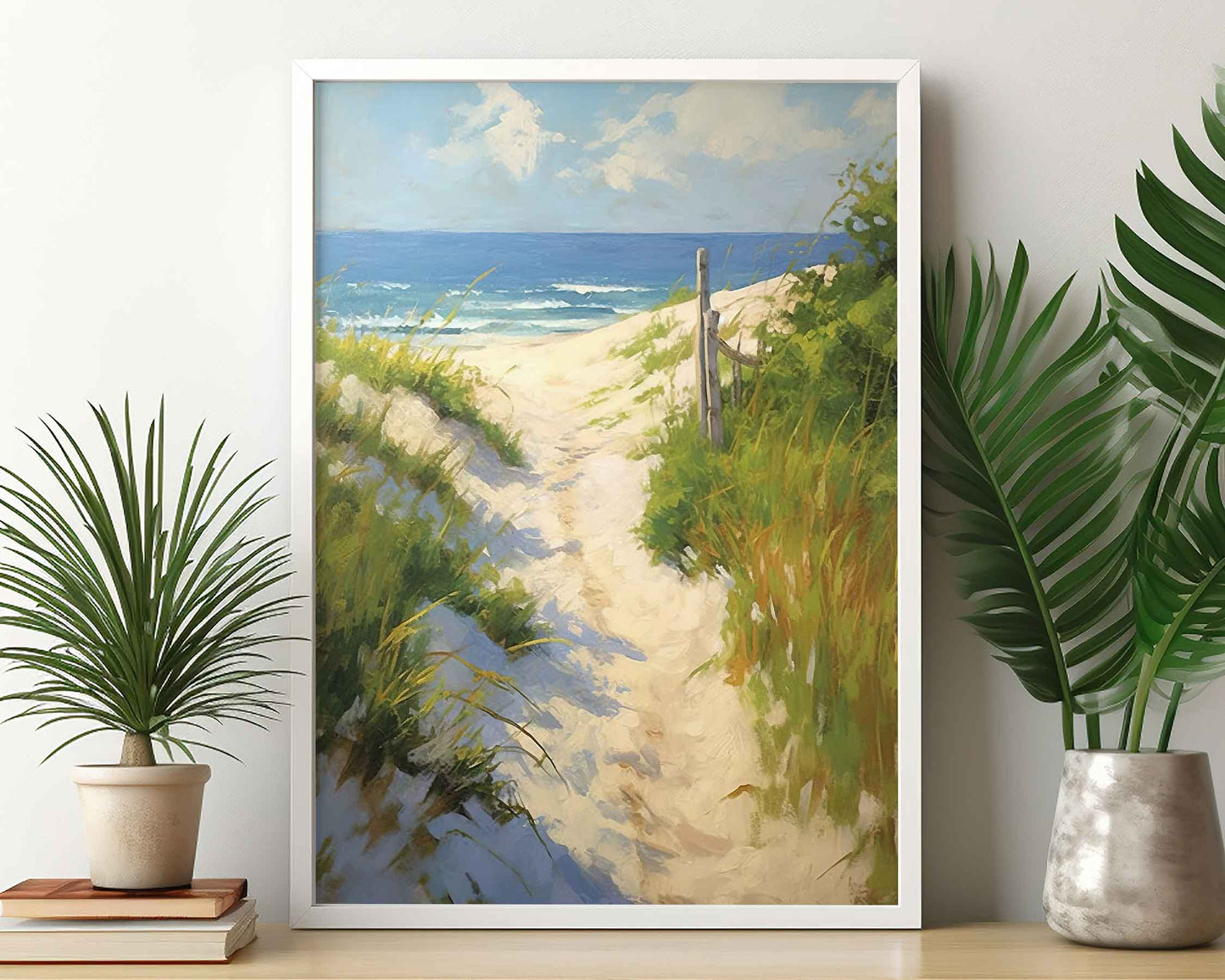 Framed Image of Boho Beach and Nature Surf Coastal Ocean Abstract Wall Art Prints