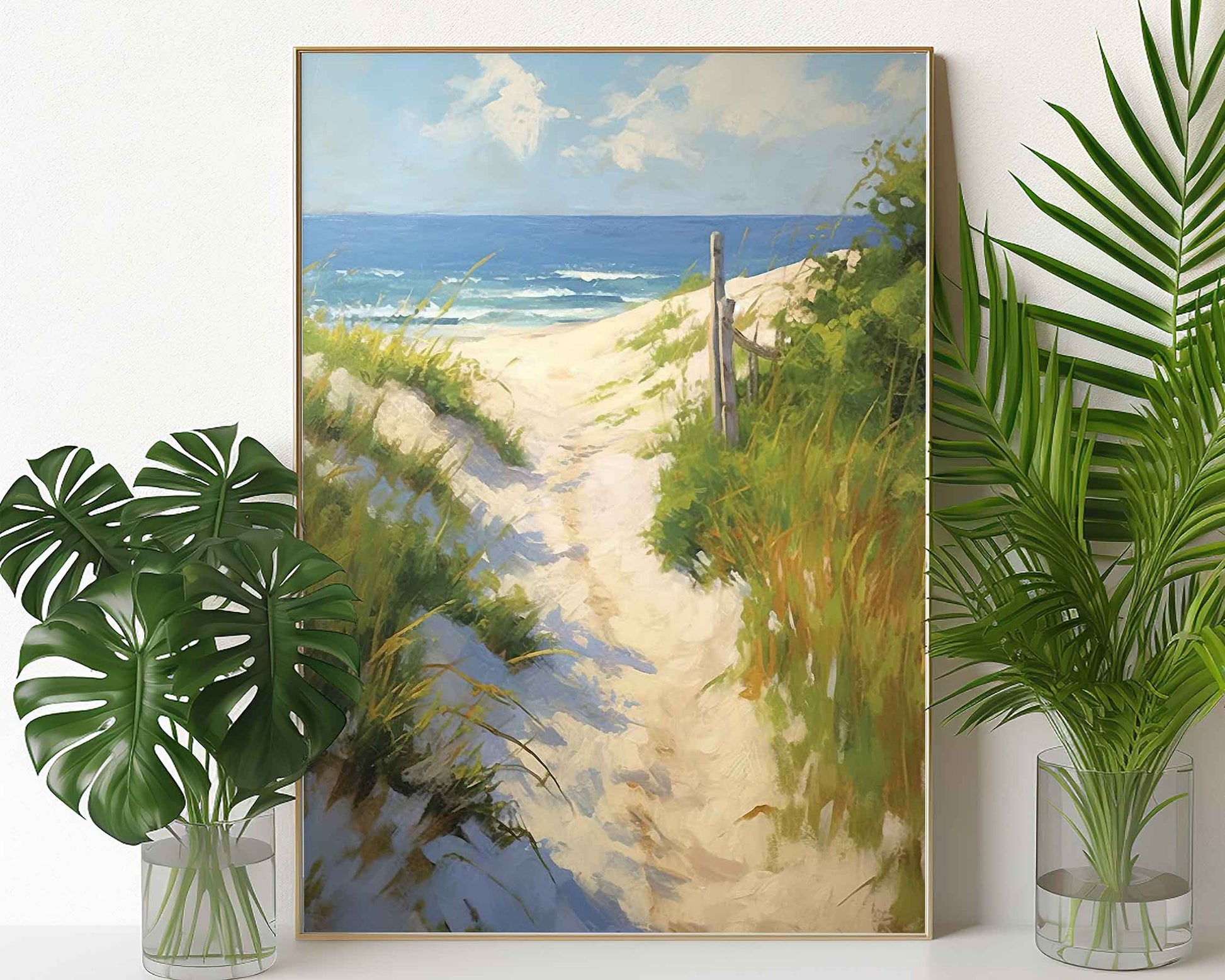 Framed Image of Boho Beach and Nature Surf Coastal Ocean Abstract Wall Art Prints