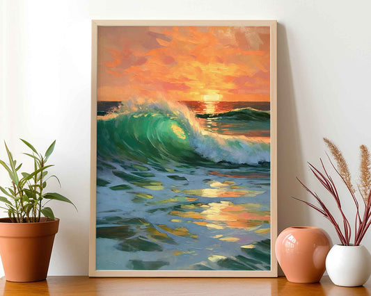 Framed Image of Boho Beach Surf and Nature Coastal Ocean Abstract Wall Art Prints