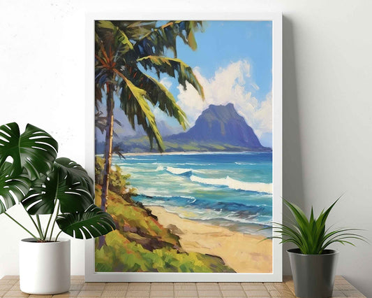 Framed Image of Boho Surf Beach and Nature Coastal Ocean Abstract Wall Art Prints