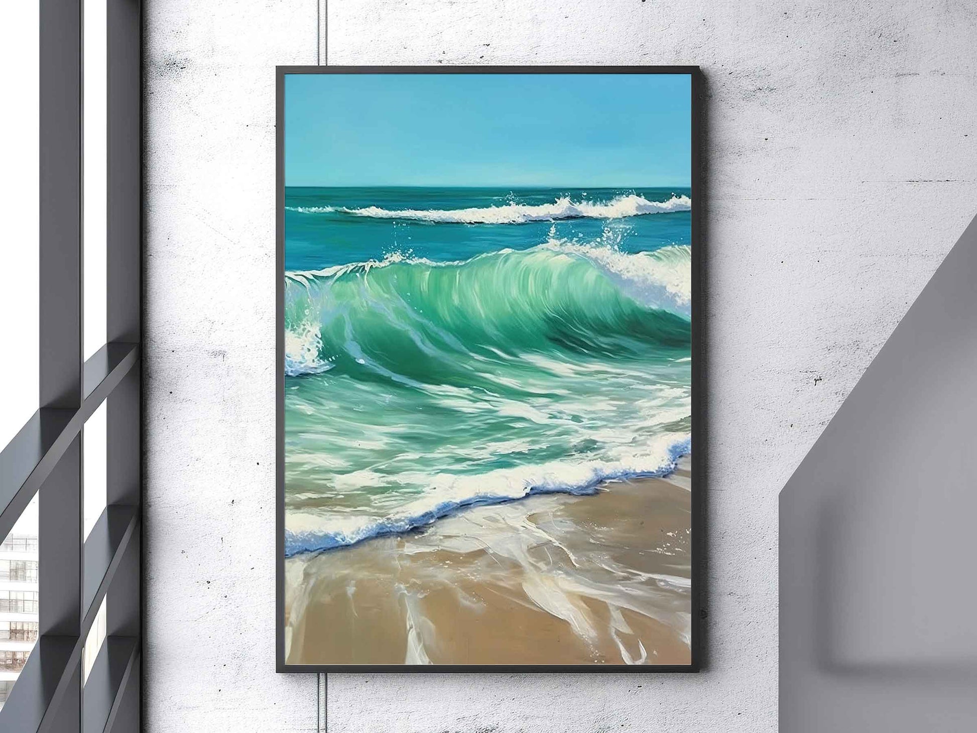 Framed Image of Boho Surf Beach and Nature Ocean Coastal Abstract Wall Art Prints