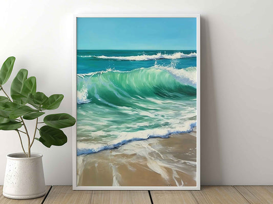 Framed Image of Boho Surf Beach and Nature Ocean Coastal Abstract Wall Art Prints