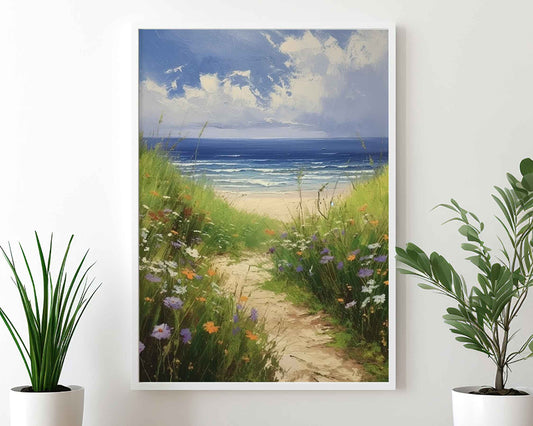 Framed Image of Boho Surf Beach and Ocean Nature Coastal Abstract Wall Art Prints