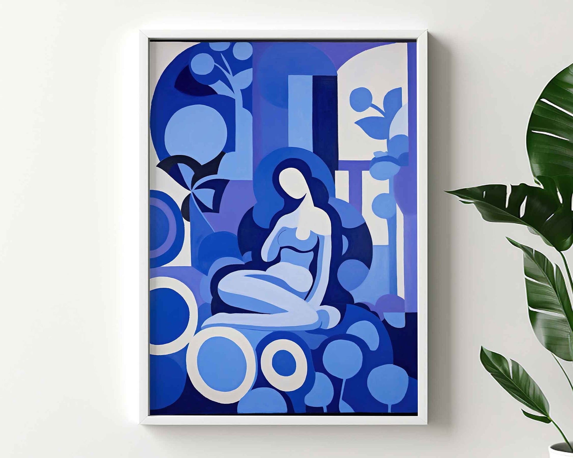 Framed Image of Matisse Style Wall Art Print Blue Themed Poster Oil Paintings