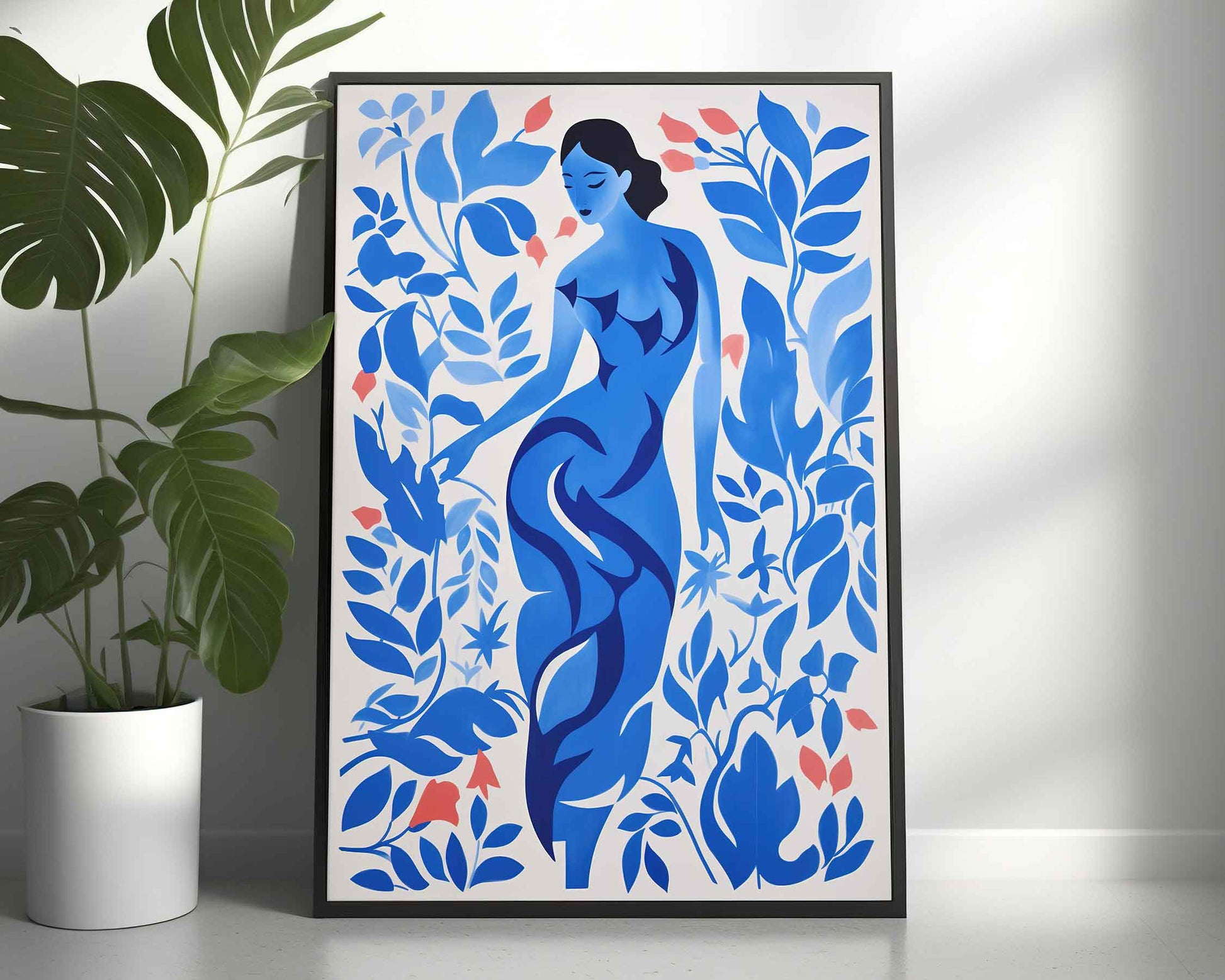 Framed Image of Matisse Wall Poster Style Print Blue Art Themed Oil Paintings