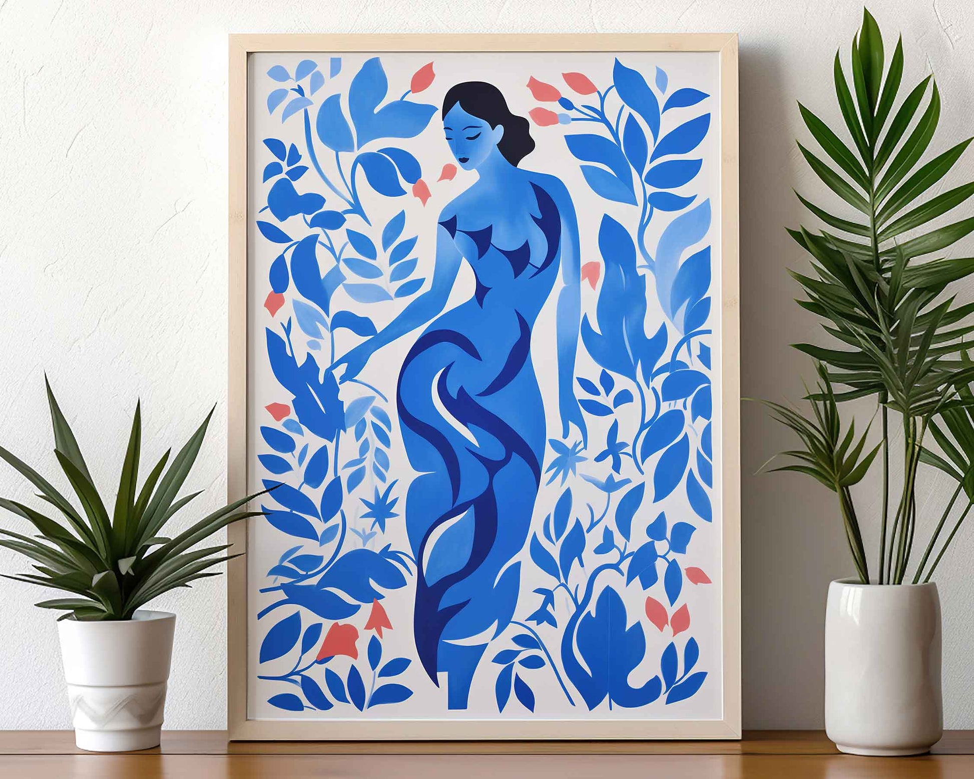 Framed Image of Matisse Wall Poster Style Print Blue Art Themed Oil Paintings