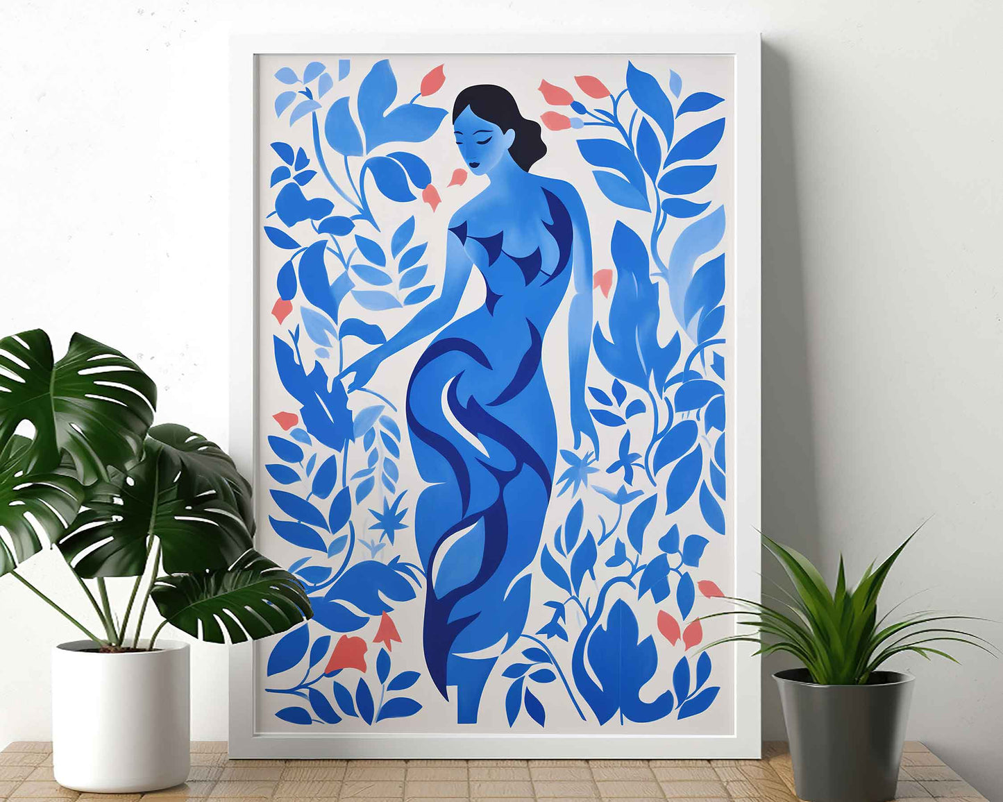 Framed Image of Matisse Wall Poster Style Print Blue Art Themed Oil Paintings