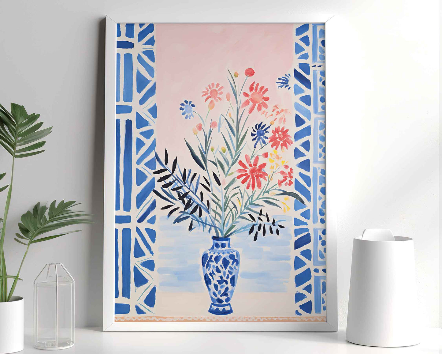 Framed Image of Matisse Style Poster Print Art Wall Oil Paintings Blue Theme