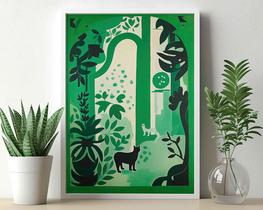 Framed Image of Matisse Style Art Wall Poster Print Green Themed Oil Paintings